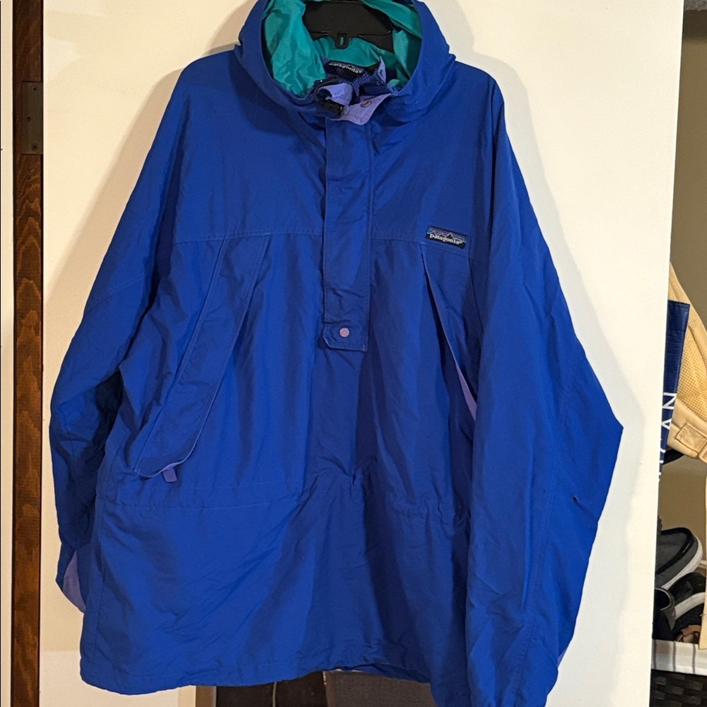 Men’s Vintage Patagonia Royal Blue Anorak windbreaker pullover Jacket